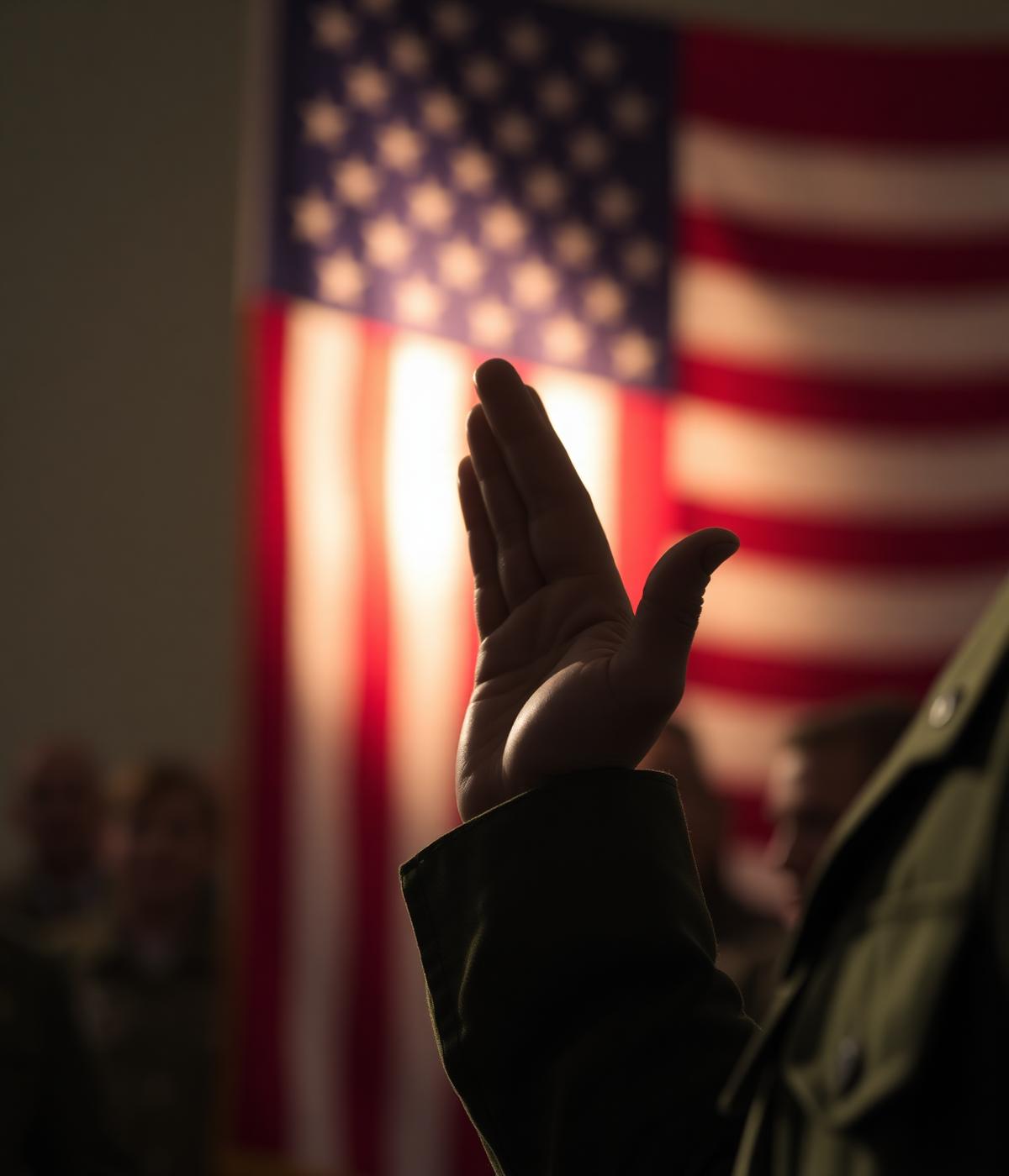 Soldier taking the oath of service